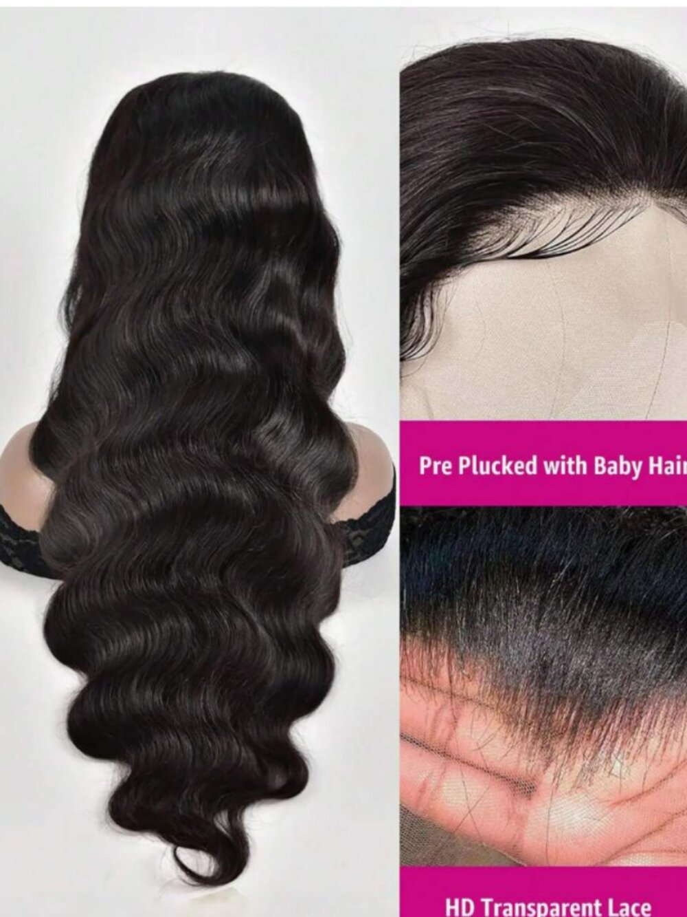 Brand new lace front 28 inch 60% human hair, 40% synthetic black long wavy wig